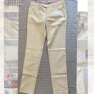 Women’s cotton pants size 42 European, cream color with multi-color detail